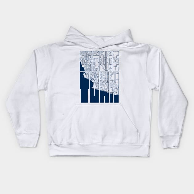 Bridgetown, Barbados City Map Typography - Coastal Kids Hoodie by deMAP Studio